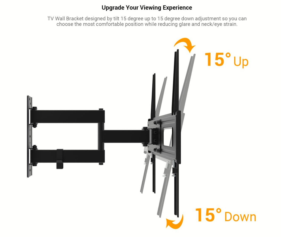 Full Motion(Tilt, Swivel & Rotate) TV Wall Mount Single Stud for 26"-55" TVs