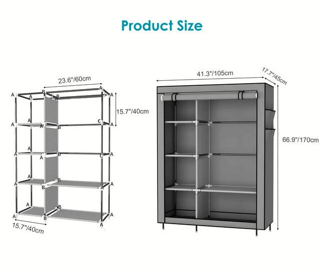 Non-Woven Fabric Closet Wardrobe, 105CM Length