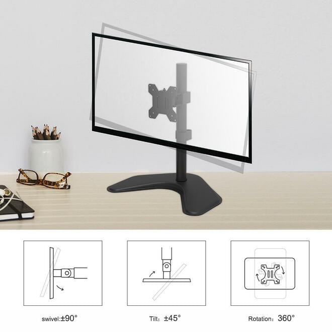 Adjustable Single Monitor Desk Stand For 17" To 32" Screens