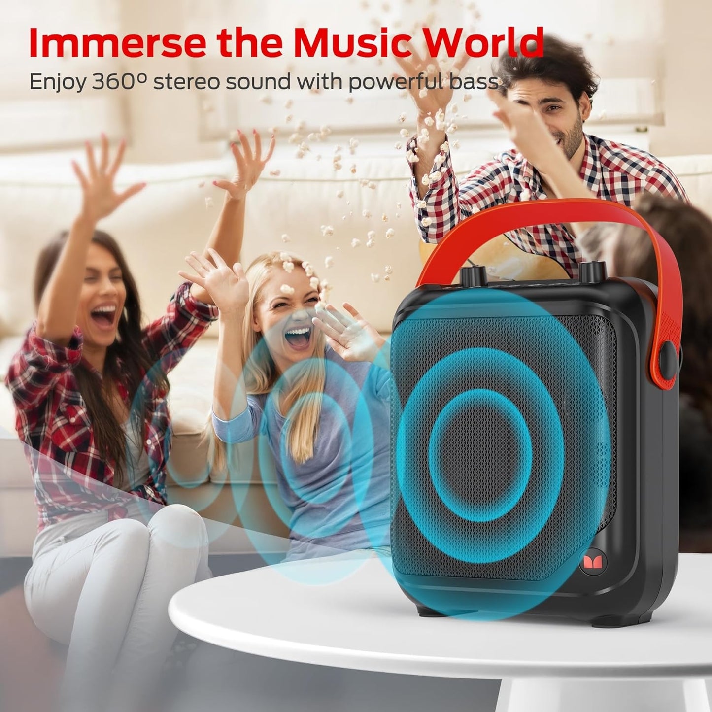 Monster Portable Bluetooth Speaker, Karaoke Machine with Stereo Sound, 12H Playtime