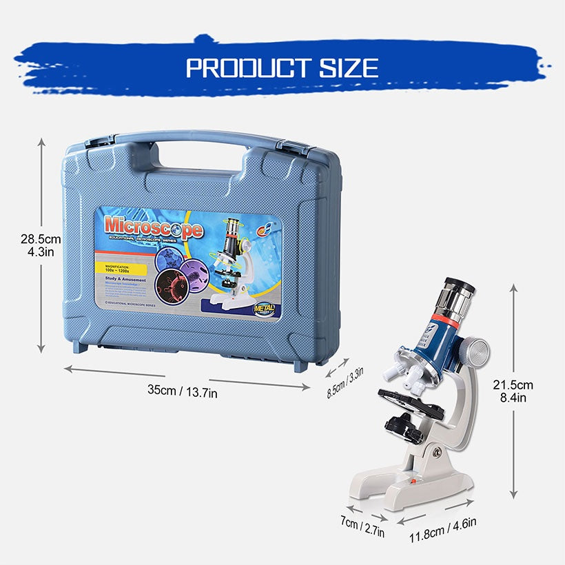 Portable Microscope Science Kit For Kids, Microscope 100x-1200x, LED Illumination