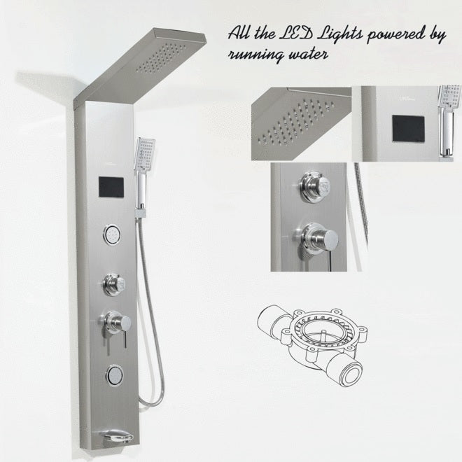 Multi-Function Shower Panel with LED Lights, Temperature Display