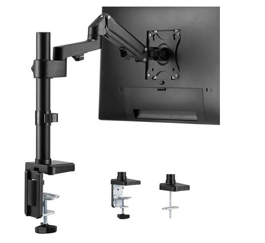 Single Monitor Adjustable Gas Spring Desk Mount for 17"-32" Monitors