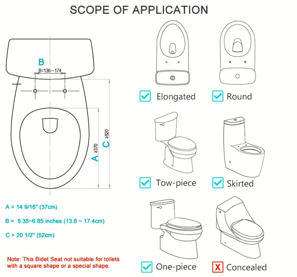 Bidet Toilet Seat, Self Cleaning Dual Nozzles. Rear & Feminine Cleaning