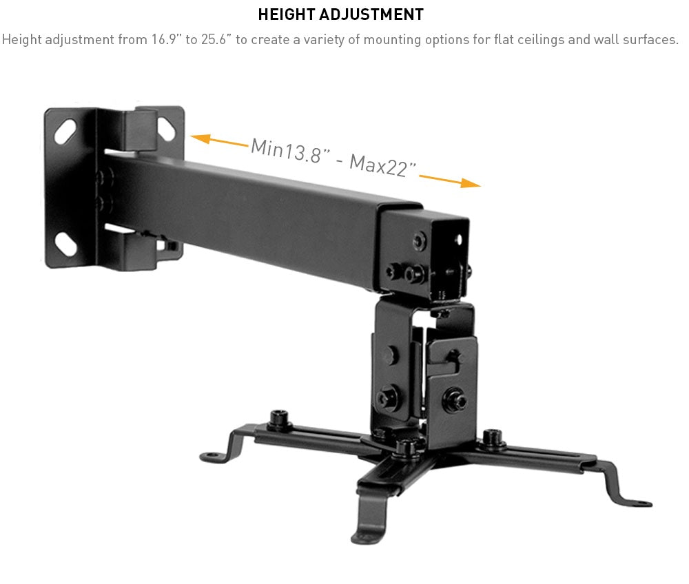 Universal Wall & Ceiling Projector Bracket, Supports up to 20kgs/44lbs