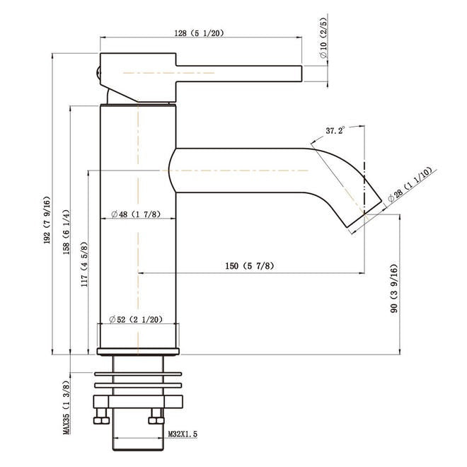 Nysha, Lead Free Brass Single Handle Bathroom Basin Faucet, Model M9