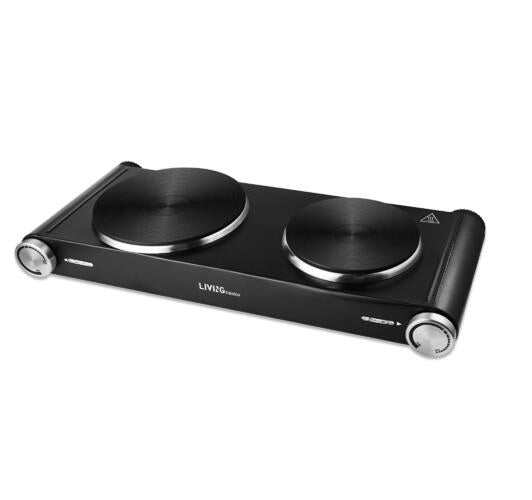 Double Hot Plates for Cooking, Electric Countertop Double Burners, 900W+900W