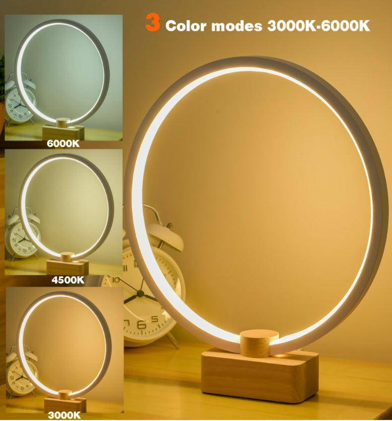 Dimmable LED Circle Table Lamp, Remote Control & Stepless Brightness