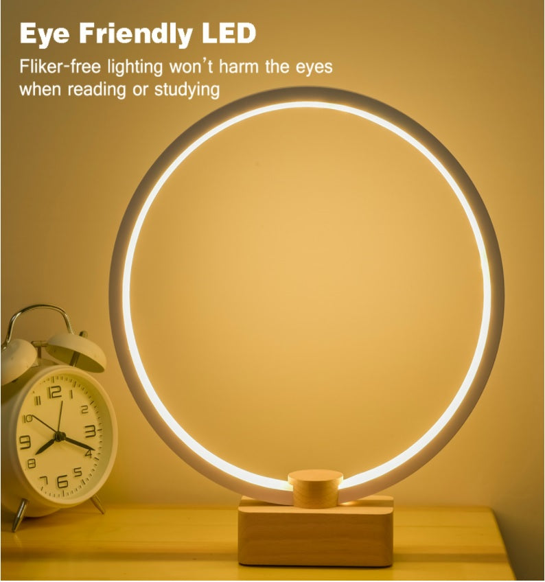 Dimmable LED Circle Table Lamp, Remote Control & Stepless Brightness