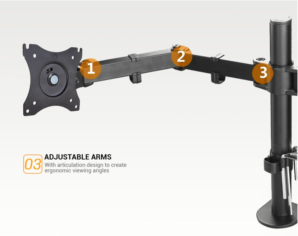 Dual Monitor Desk Mount Full Motion for 13"-27" Monitors