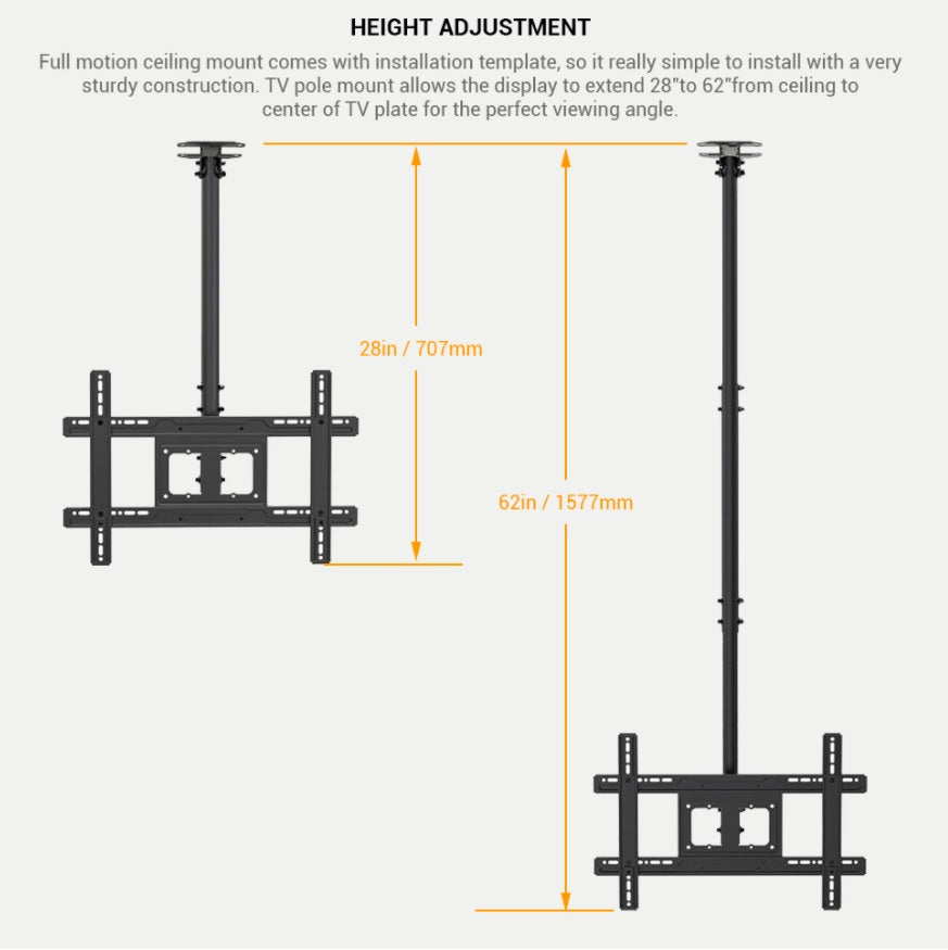 Full Motion(Tilt & Swivel) Ceiling Mount for 37"-80" TVs