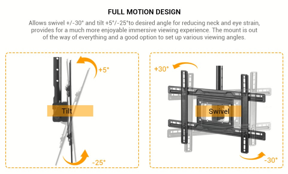 Full Motion(Tilt & Swivel) Ceiling Mount for 37"-80" TVs