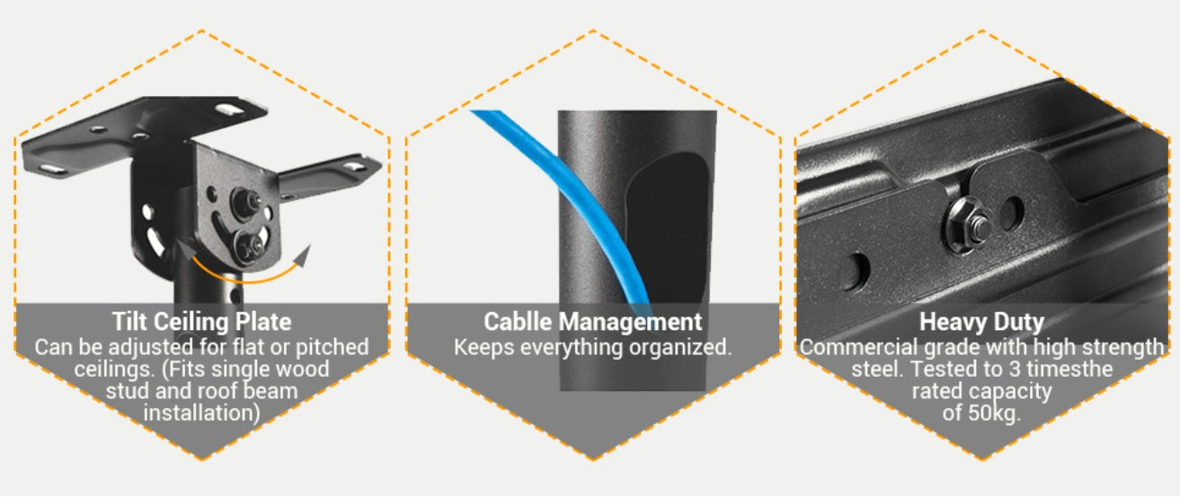 Full Motion(Tilt & Swivel) Ceiling Mount for 37"-80" TVs