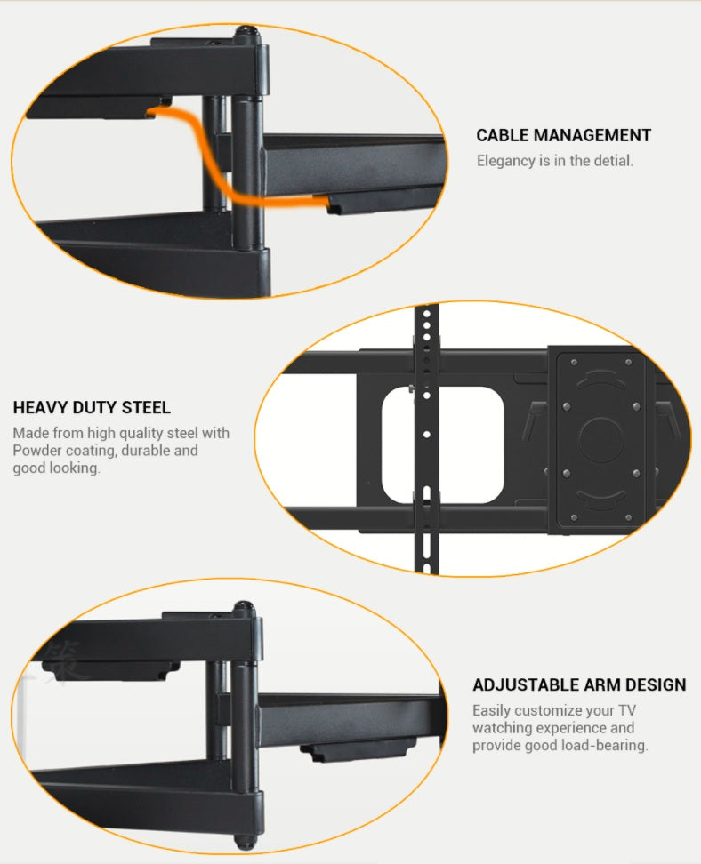 Full Motion(Tilt, Swivel & Rotate) Wall Mount for 50" to 90" TVs