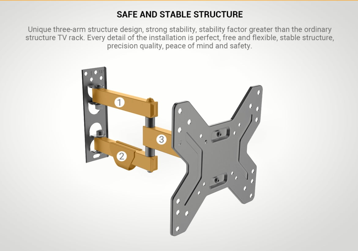 Full Motion(Tilt, Swivel & Rotate) Wall Mount for 17" to 42" TVs