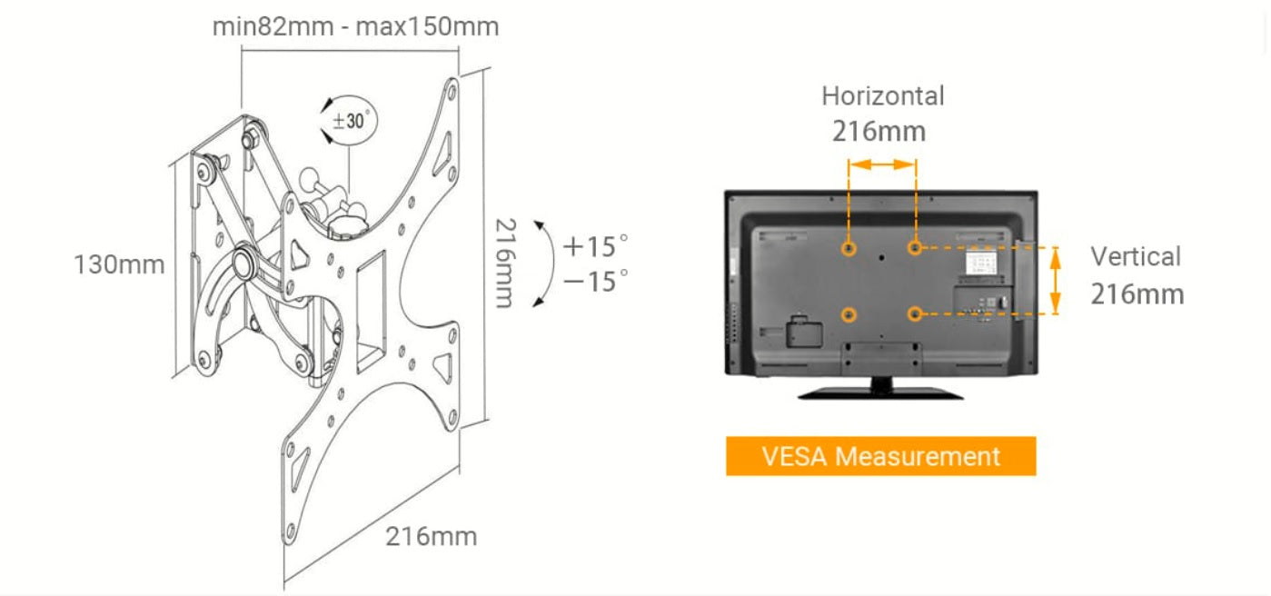 Full Motion(Tilt, Swivel & Rotate) Wall Mount for 23"-42" TVs