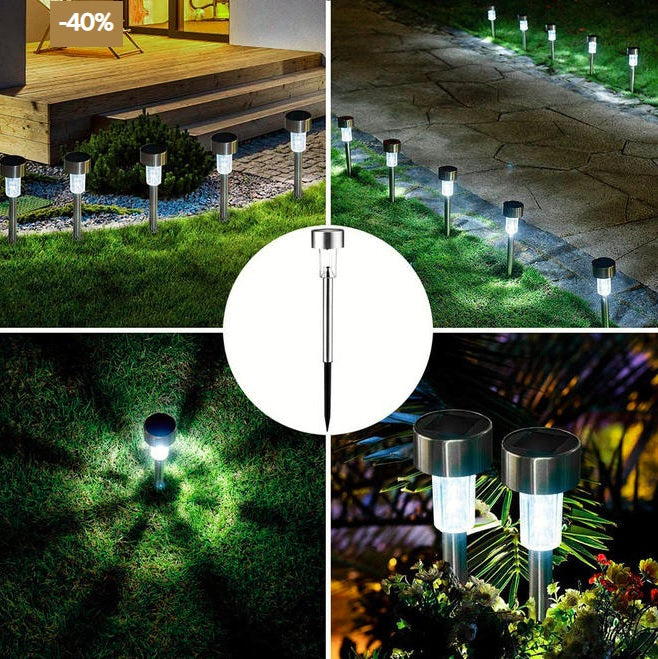 Solar LED Landscape Pathway Lights Stainless Steel, 6-Pack