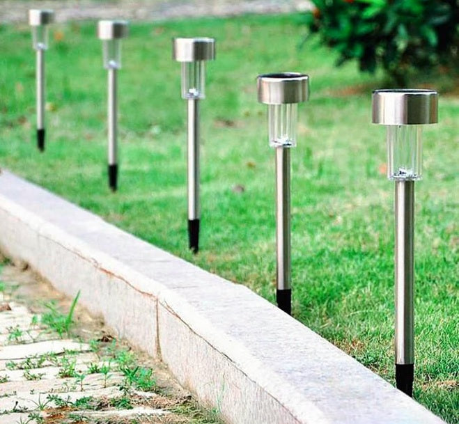 Solar LED Landscape Pathway Lights Stainless Steel, 6-Pack