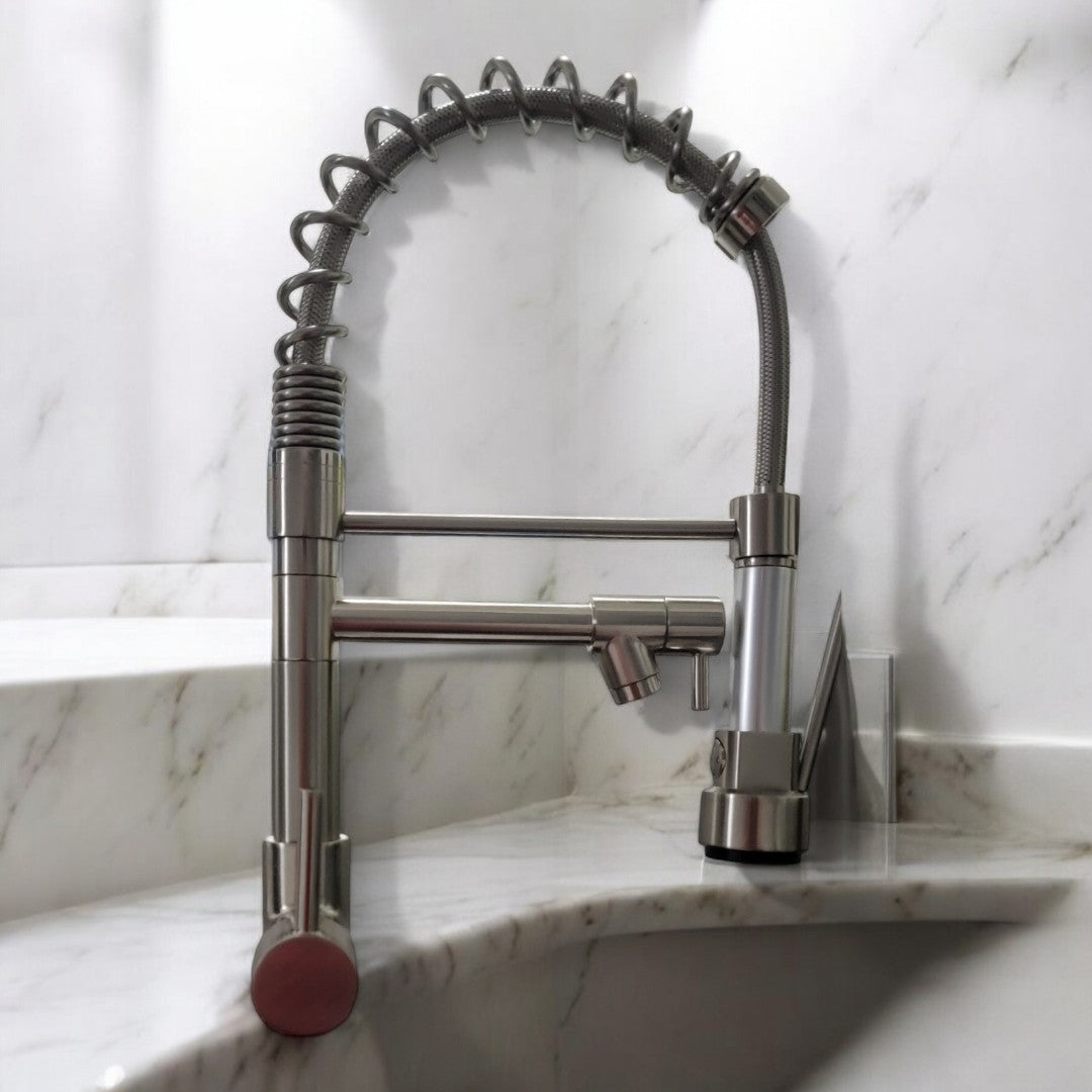 Nysha Stainless Steel Pull-Down Kitchen Faucet with Extra Tap, Model M4