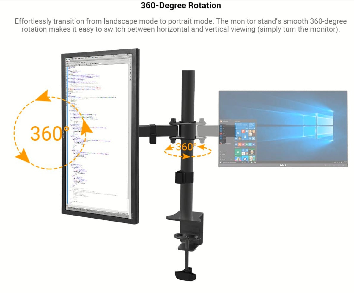 Single Monitor Desk Mount for 13" to 27" Monitors