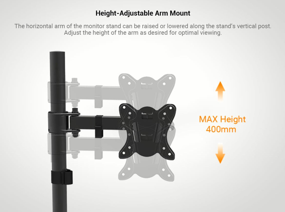 Single Monitor Desk Mount for 13" to 27" Monitors