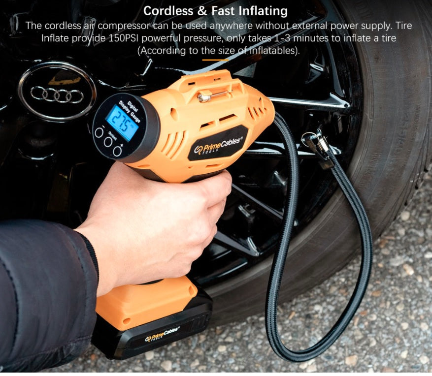 Portable Cordless Air Compressor Pump Tire Inflator with Digital Display & LED Light