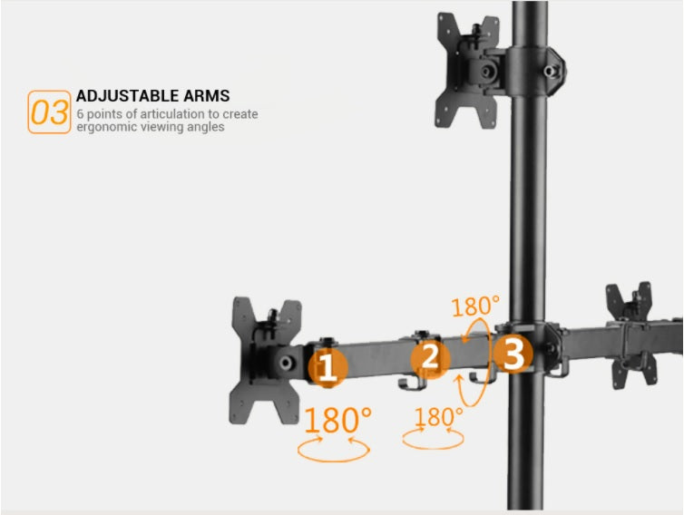 Triple Monitor Desk Mount Full Motion for 13"-32" Monitors