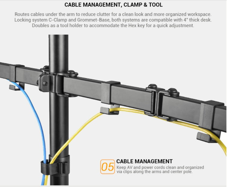 Triple Monitor Desk Mount Full Motion for 13"-32" Monitors