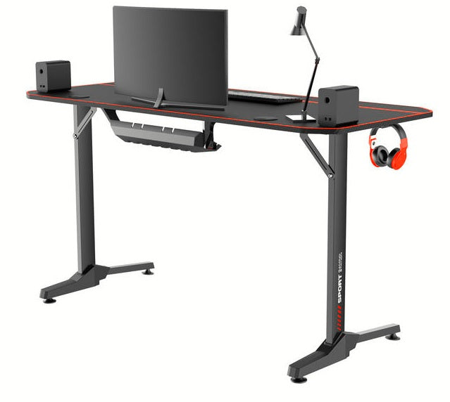 Ergonomic T-Shaped 55" PC Gaming Desk With Full Cover Mousepad, Black