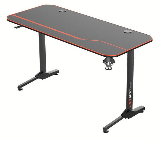 Ergonomic T-Shaped 55" PC Gaming Desk With Full Cover Mousepad, Black