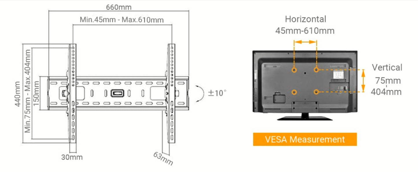 Tilt Wall Mount for 37" to 70" TVs