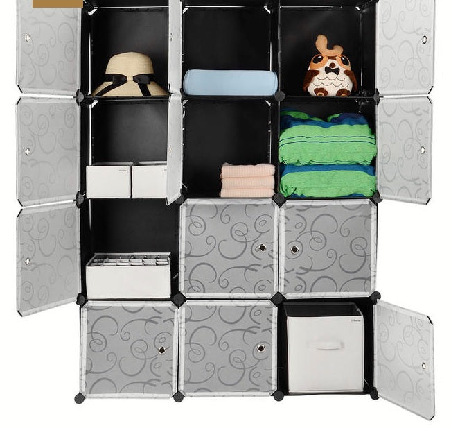 12-Cube Modular Closet Organizer, Stackable Storage Cubes with Doors