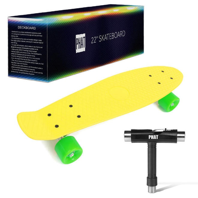 Retro 22'' Cruiser Skateboard Complete Deck Mini Plastic Skate Board